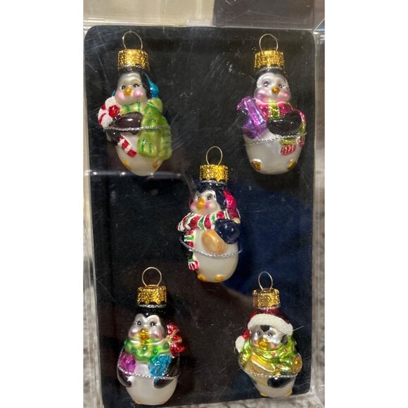 Penguin Glass Ornaments Set of 5 Small Ornaments - Picture 10 of 10